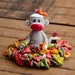 Autumn Leaf Pile Sock Monkey, Polymer Clay by Creative Contours