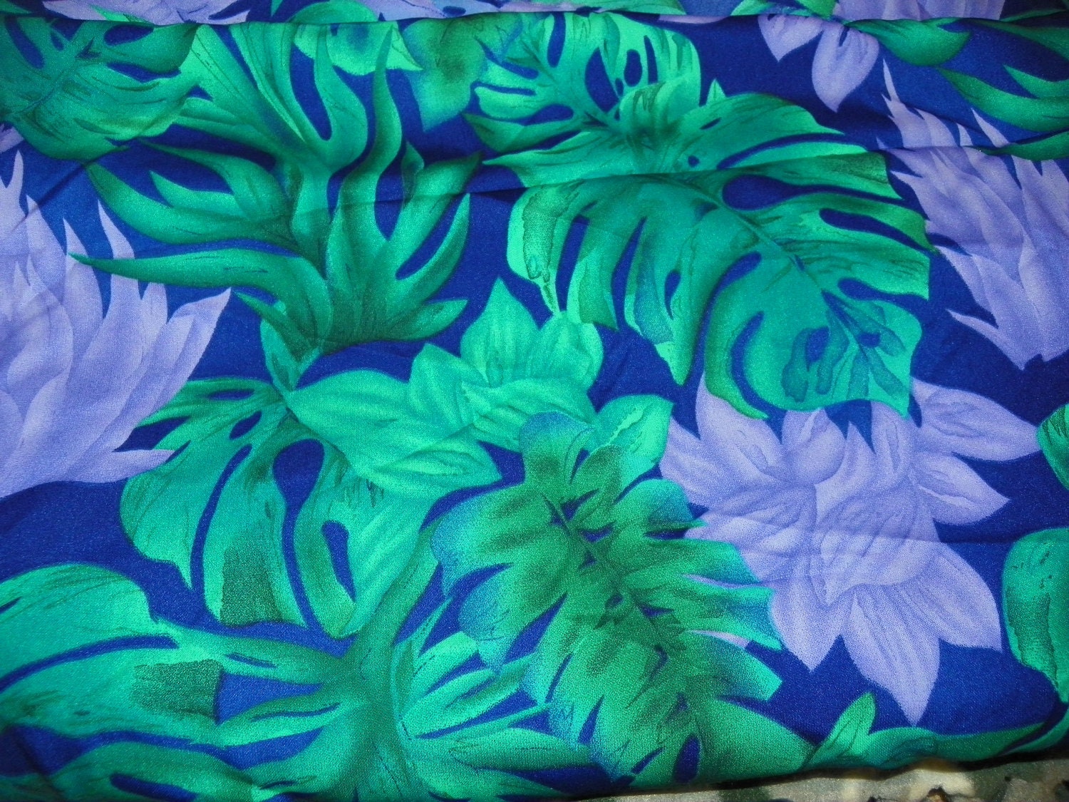 Beautiful Hawaiian Print Fabric Blue Lilac Green Rayon Sold