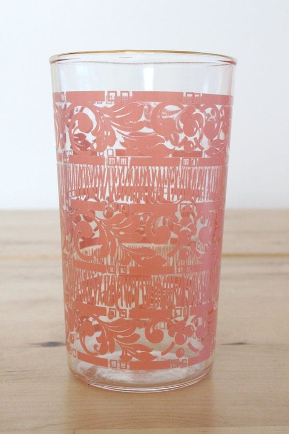 Pink 1950s Drinking Glasses Vintage Mid Century Rose Pink