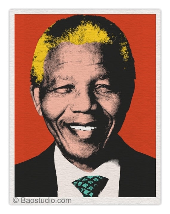 Items similar to Nelson Mandela (Orange) - Pop Art Print Poster on Etsy