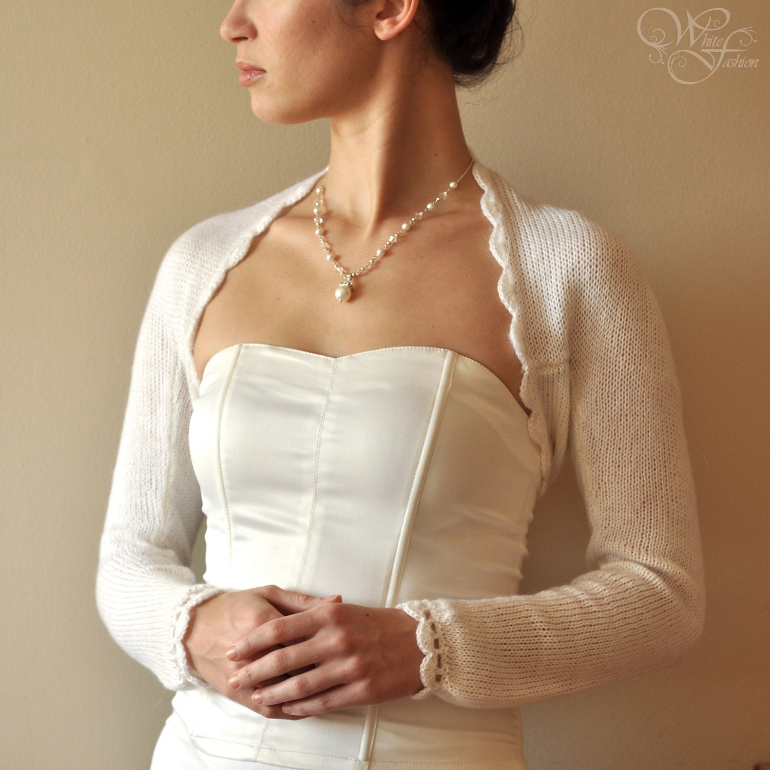 BRIDAL SHRUG wedding bolero long sleeves alpaca warm color