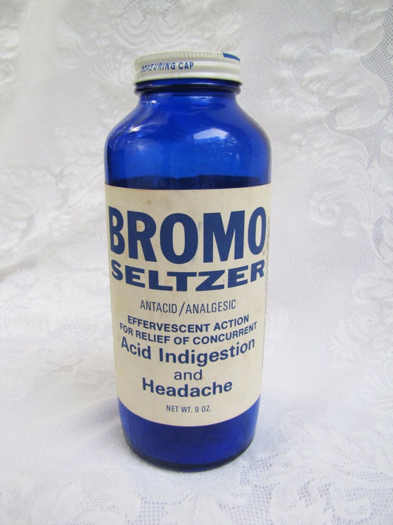 Antique Bromo Seltzer Bottle Cobalt Blue Glass by BellaVitaVintage