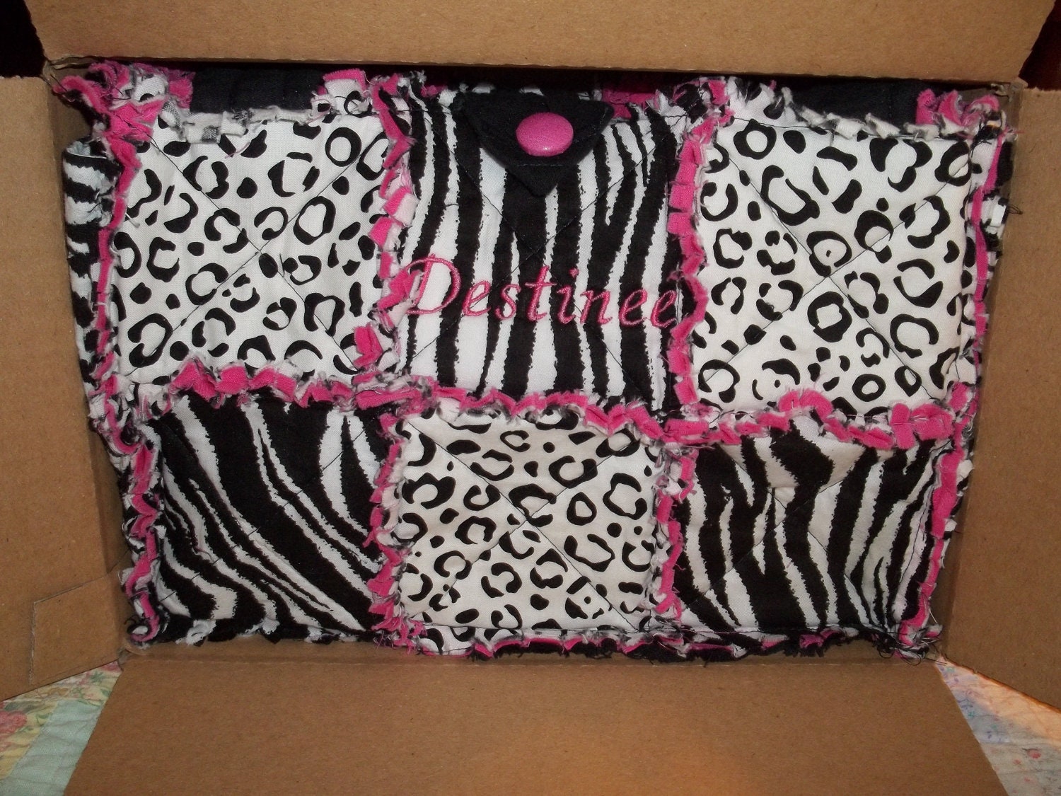 Items similar to ZEBRA / LEOPARD Print Rag Quilt Diaper Bag / Purse on Etsy