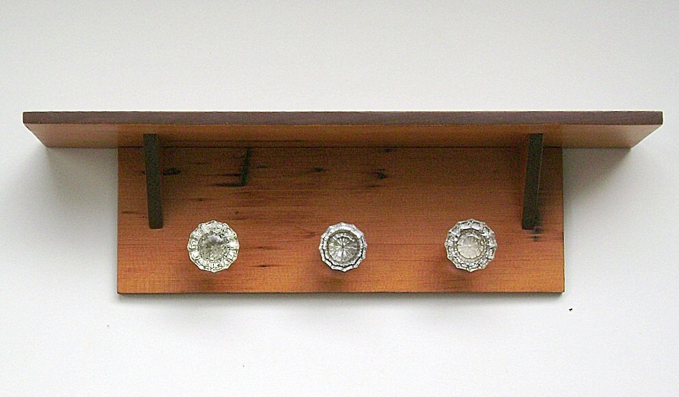 Wall Shelf with Glass Door Knobs