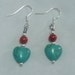 Turquoise & Red Coral Dangle Earrings