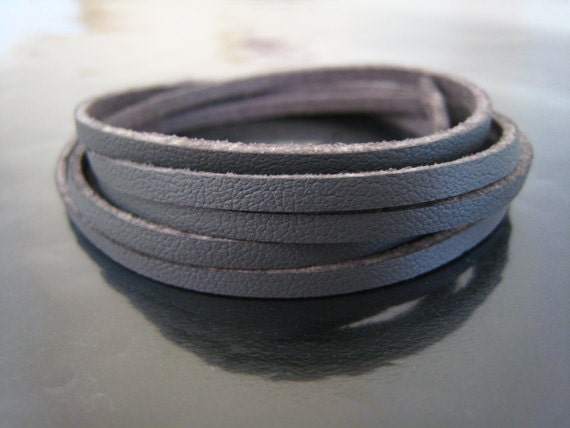 1 Yard of 3mm Grey Flat Leather Cord