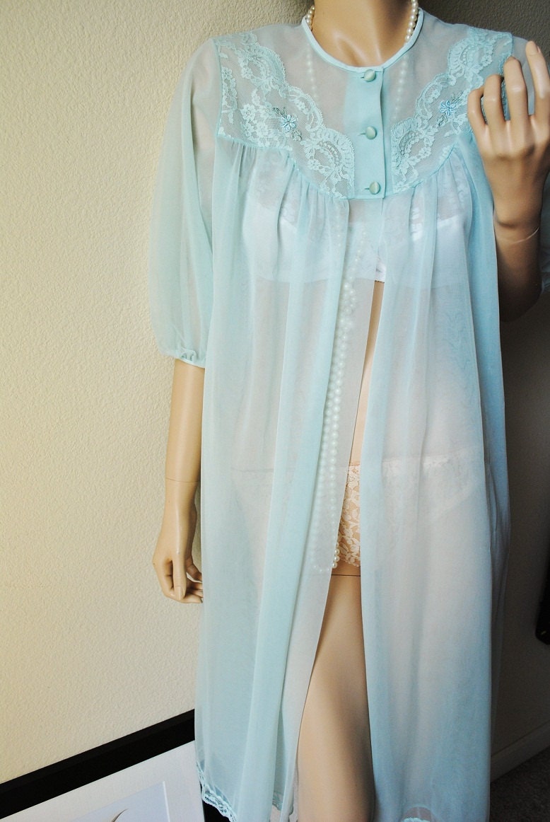 Vintage Light Blue Sheer Robe By By Vintagerosebudboutiq On Etsy 4533