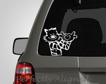 Calvin and Hobbes Inspired Heart Hands Car Decal