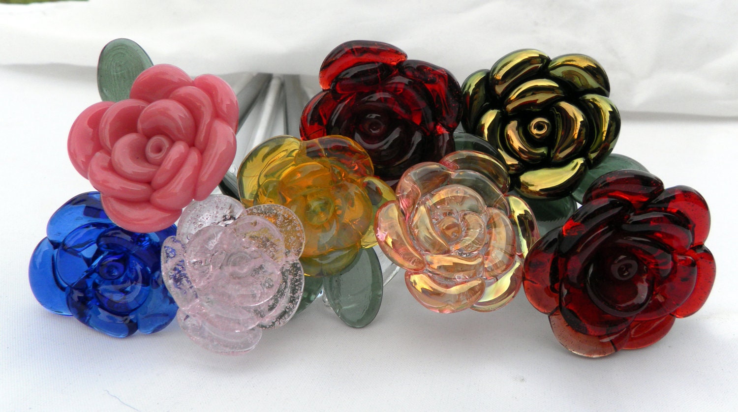 Rose Glass Flower Custom Long Stemmed Your Own Personalised