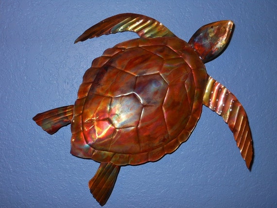 Copper Sea Turtle Large Size FREE SHIPPING by hershellsart