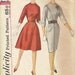 60s Simplicity Mad Men Style Sewing Pattern Basic Dress Business Casual 3/4 Sleeves High Neck Belted Waist Full or Slim Fit Skirt Bust 31