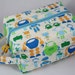 Large Knitting Boxy pouch, boxy project bag, Sock Bag or small project pouch. Unique metal zipper pull. Cute robots fabric