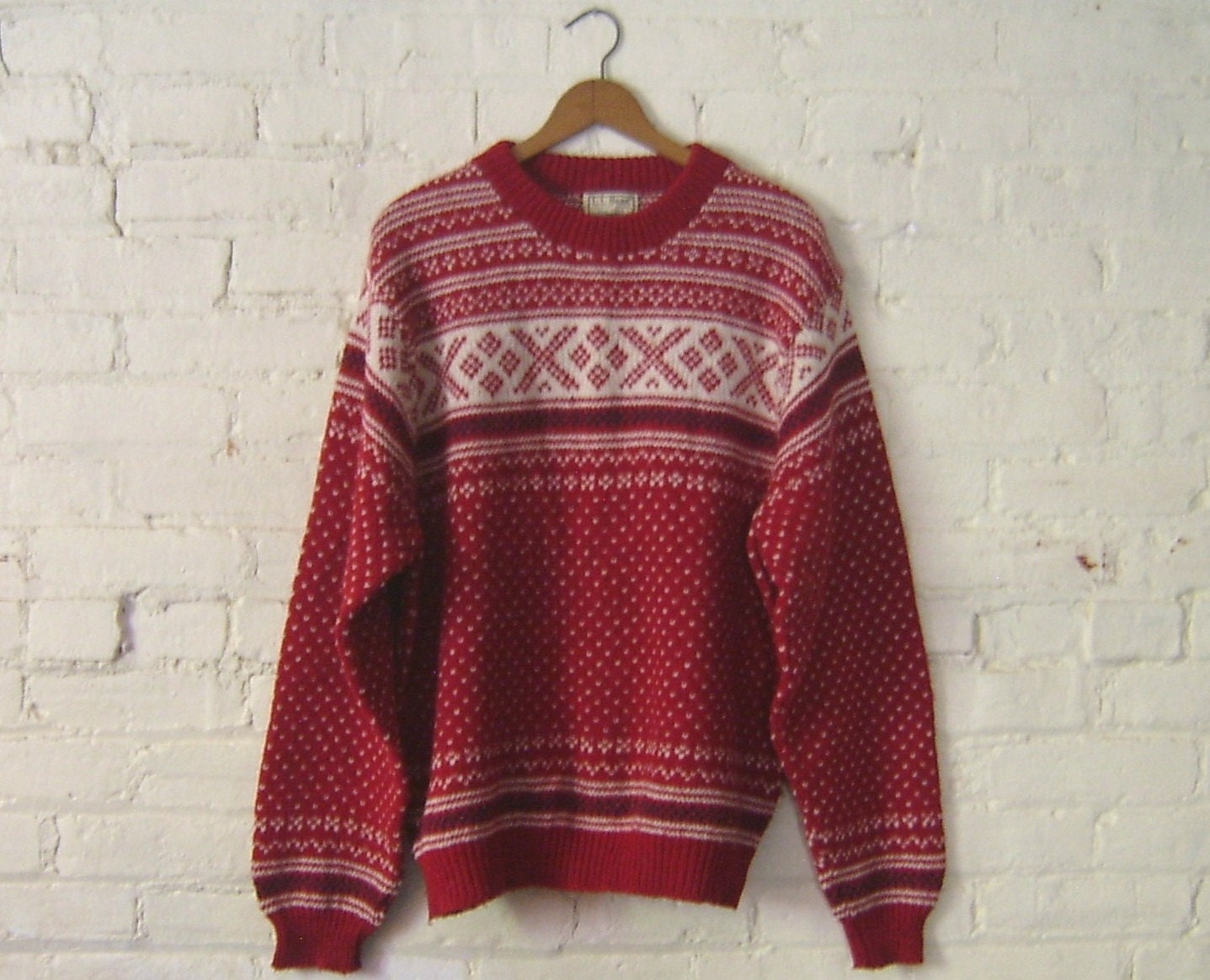 Vintage LL Bean Nordic Sweater Women M Christmas Winter