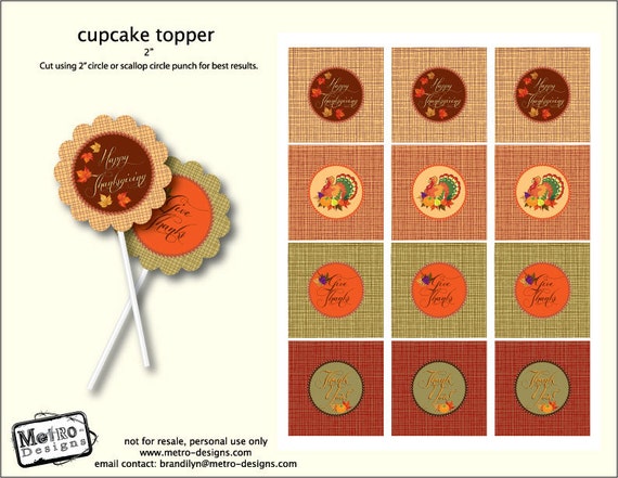 Instant Download - Thanksgiving Toppers or Favor Tags Il_570xn