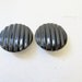 Large Black Ridged Circle Clip-On Vintage Earrings, Vintage Jewelry
