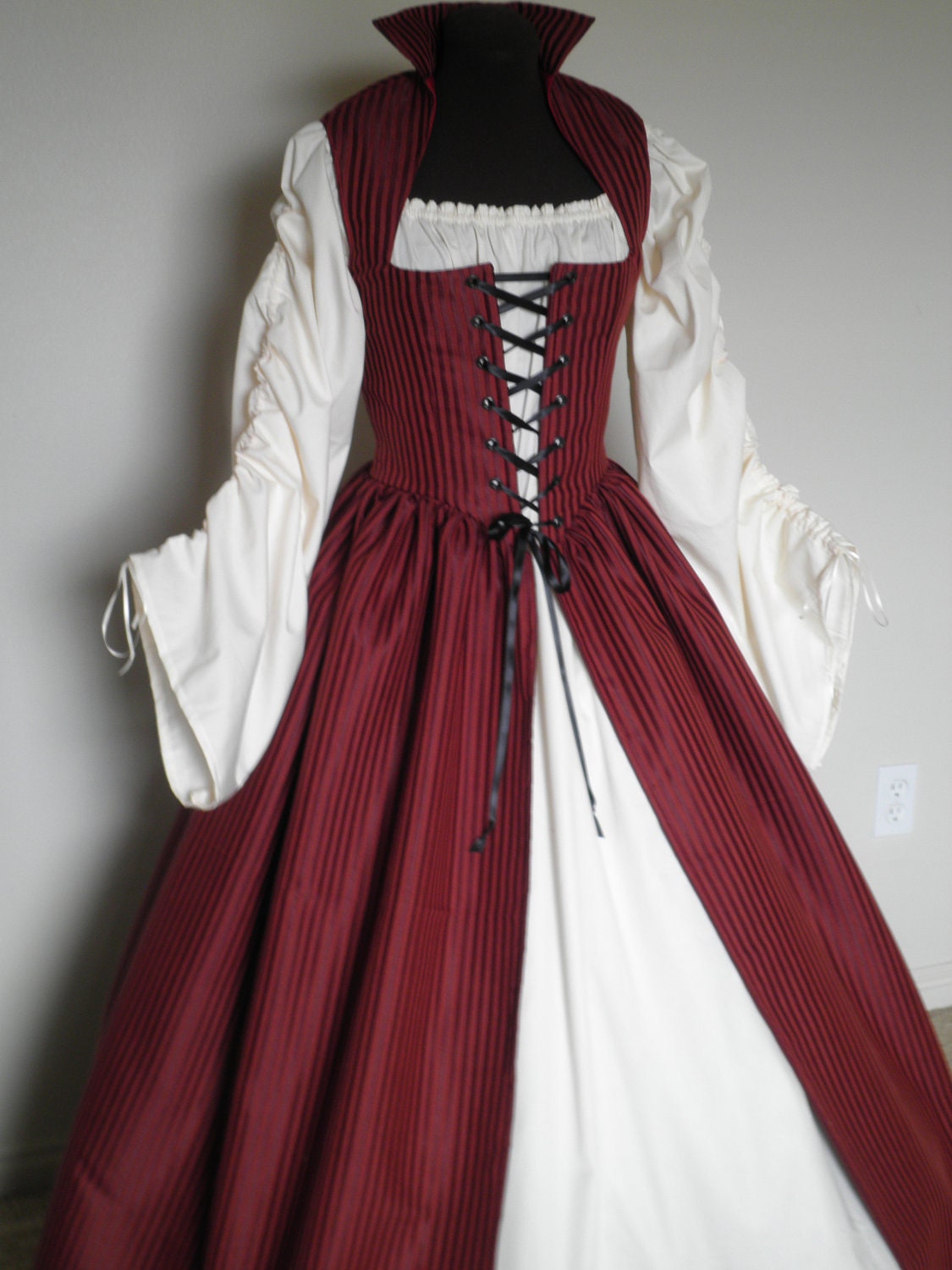 Dark Red Celtic Renaissance Over Gown Dress 2 sizes READY to