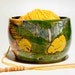 Yarn bowl of Rooster, chickens and a chicken coup