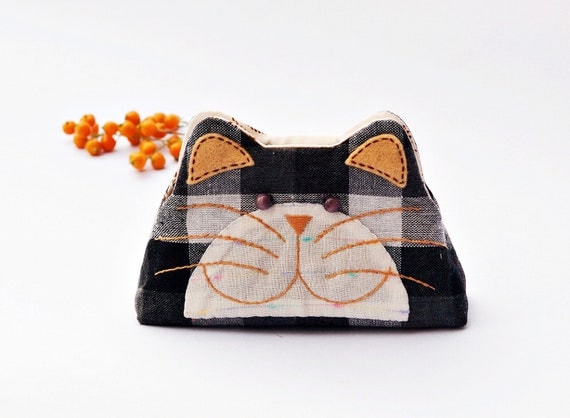 Items similar to Cat purse / Cat zipper purse / Cat coin purse / Hand ...