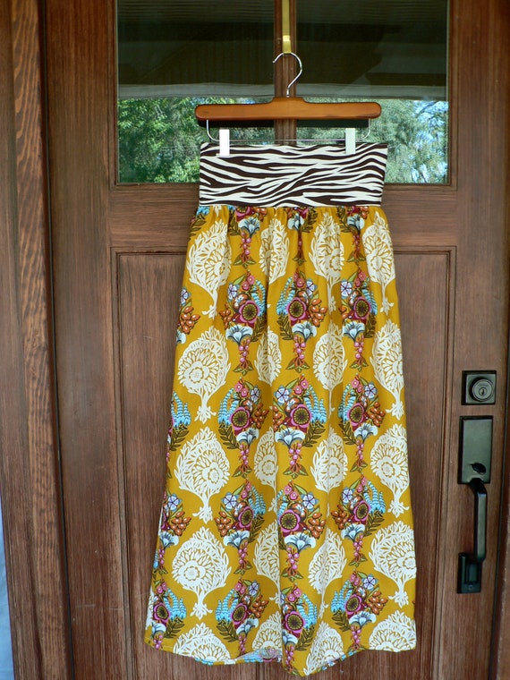 designer fabric empire waist maxi skirt with sash waist band
