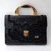 Vintage black patent croc handbag // purse // bag