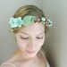 ON SALE Hint of Mint Tiara - Woodland Bridal Flower Hair Accessory - Mint Blue - Bride - Weddings