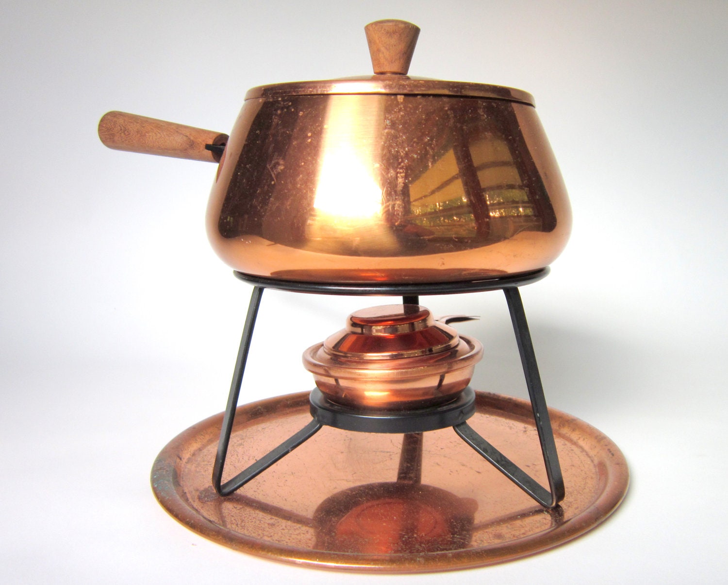 Vintage Copper Fondue Pot Complete Set with Stand