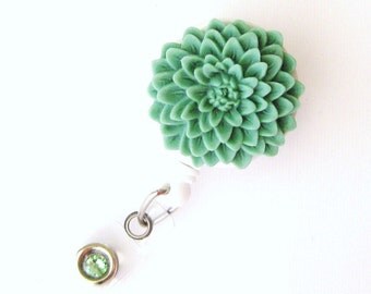 Sage Bisque - Flower ID Badge Holder - Flower Badge Reels - Designer ID Reel - Nurse Gifts - Pretty Name Badge Clips - BadgeBlooms