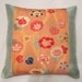 Vintage silk Japanese Obi 18" sq pillow cover - Coral and mint green accent designer pillow OOAK