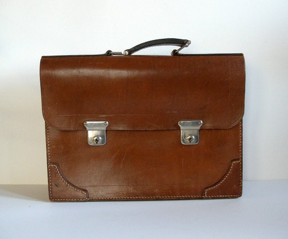 Vintage Leather LAWYER PROFESSOR BRIEFCASE Bag Full Grain
