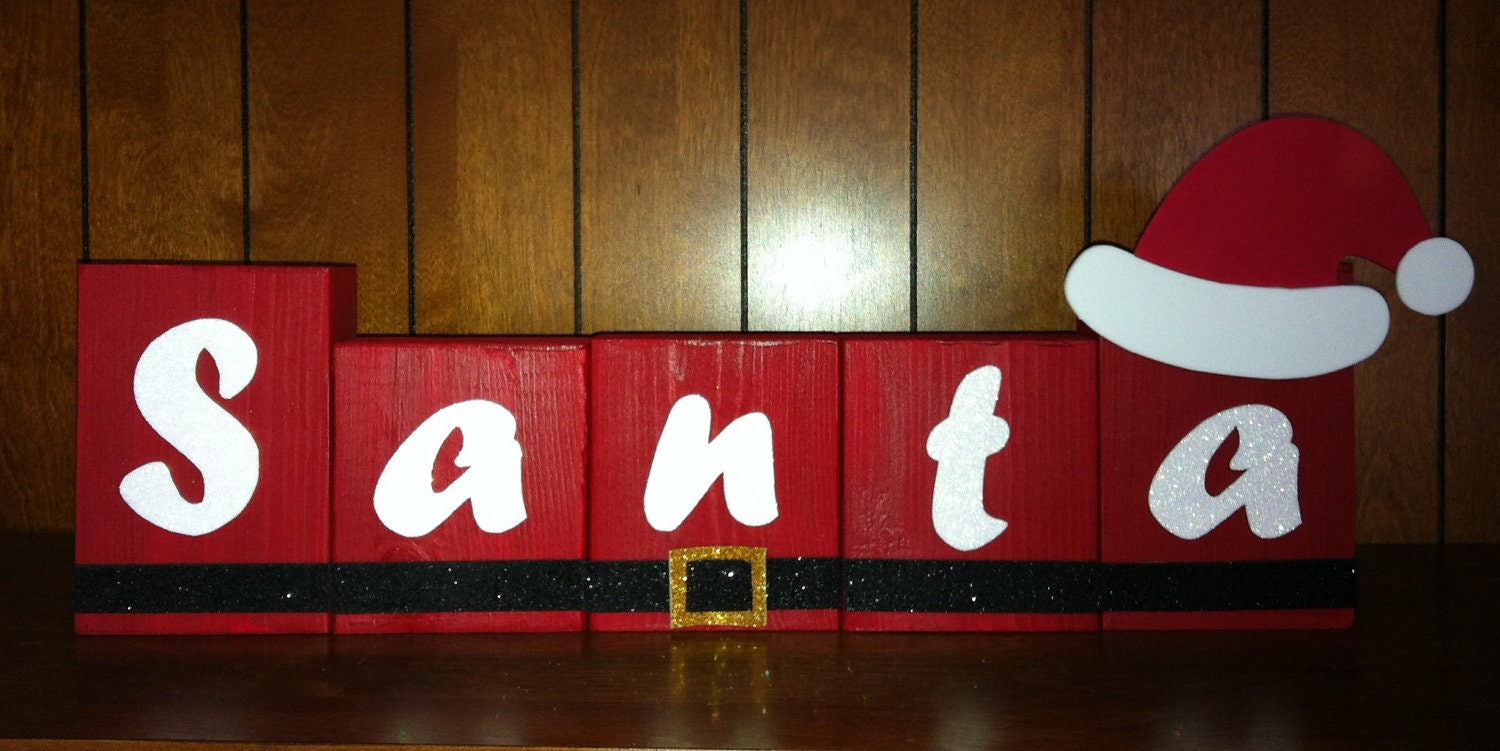 Christmas Winter Santa Wood Block Set by ChristyBlockCreation