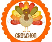 Thanksgiving turkey girl version- personalized - digital image - Fall - Autumn Il_170x135