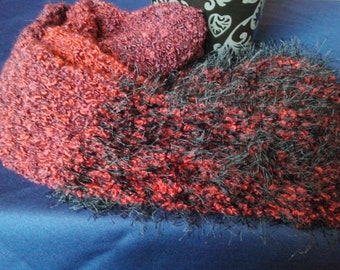 Red and Black Fun Fur Tube Scarf