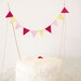 Fabric Cake Bunting Decoration - Cake Topper - Wedding, Birthday Party, Shower Decor in fuschia, yellow floral, and pink gingham