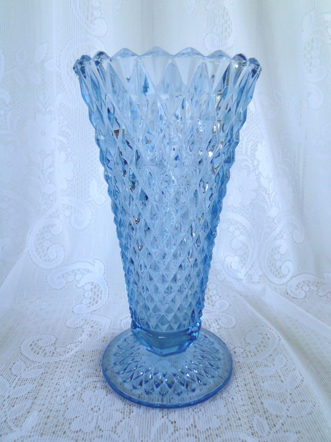 Vintage Ice Blue Depression Vase Indiana Glass by LeadMeAway