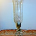 Vintage tall hurricane shade lamp - cut glass chimney shade solid crystal clear base -limited edition 16" tall desk lamp, elegant vtg decor