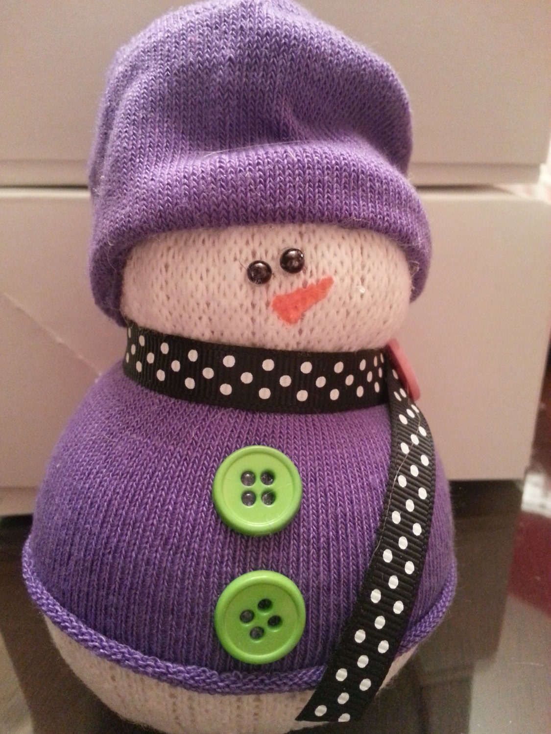 Rice Snowman Purple Polka Dot