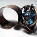 Moonlight. Copper ring with light blue swarovski crystal wire wrapped. Free shipping