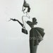 Fashion Illustration 1950s Black Pleated Cocktail Dress Art Decor or Gift