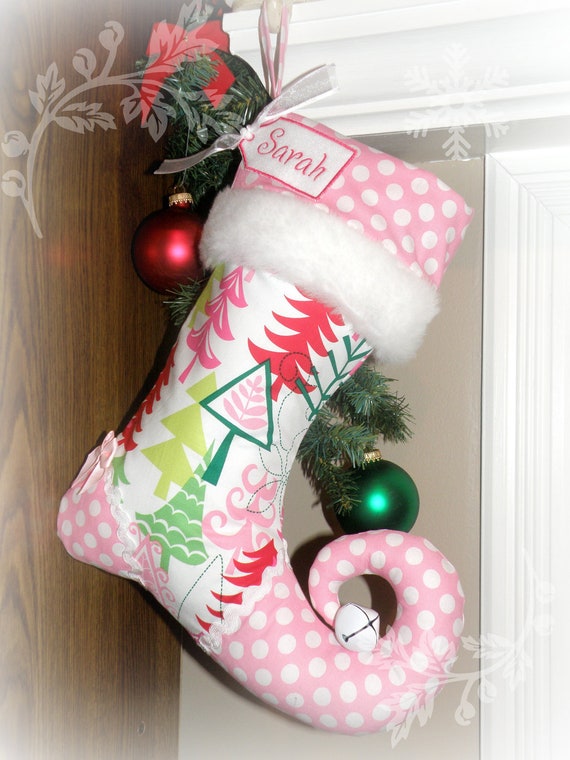 Personalized Christmas Stocking elf stocking by sugarplumfaire