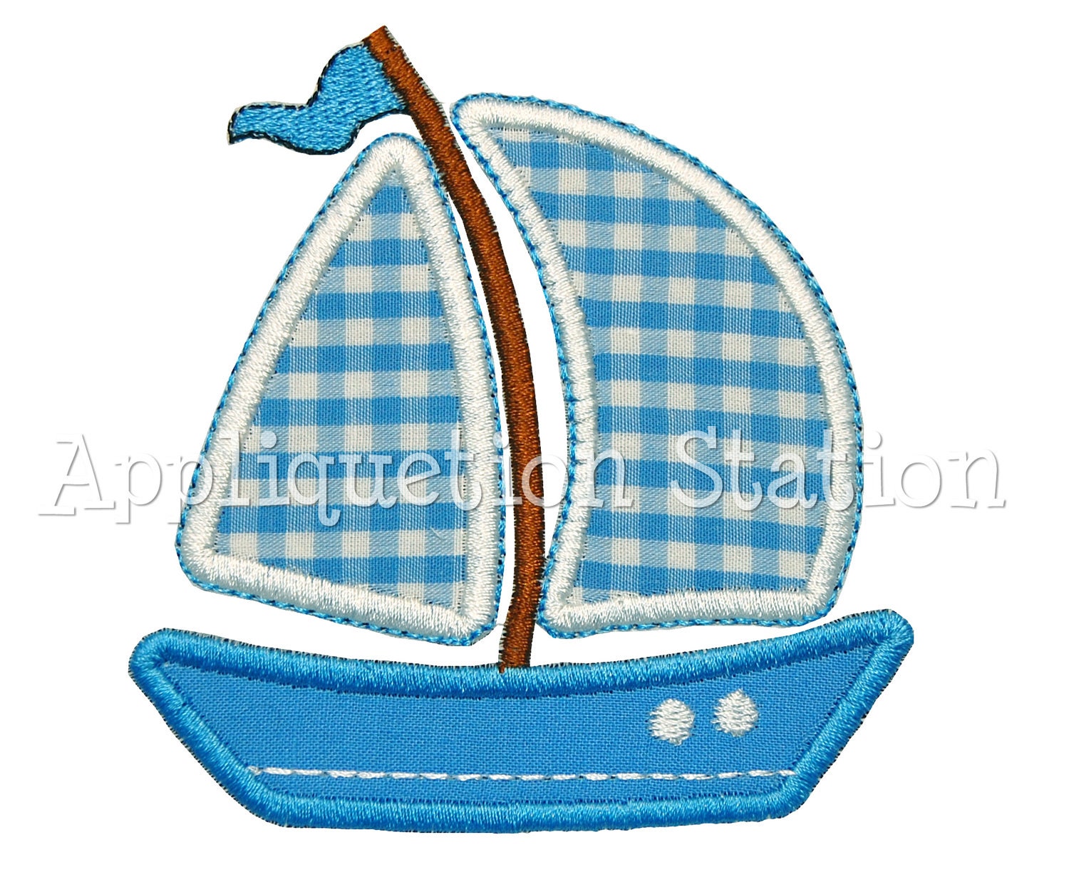 Sailboat w Trim Applique Machine Embroidery Design boat boy