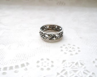 Vintage Filigree Ring -Gold plate filigree ring - 925 Sterling Silver