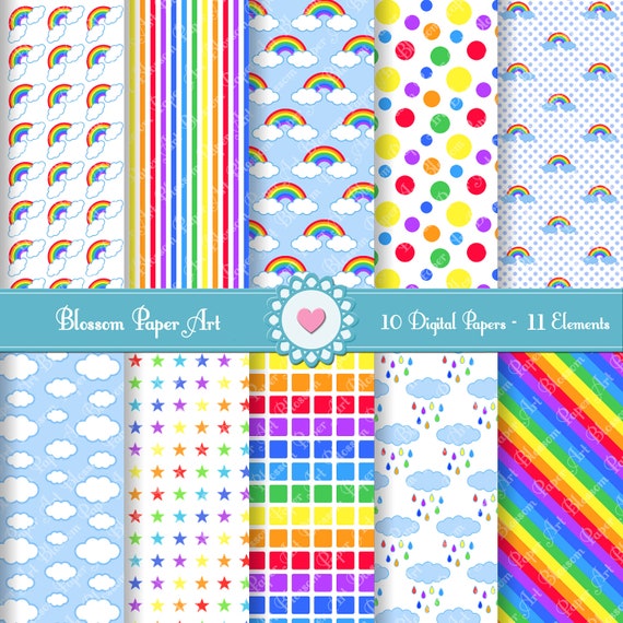 Rainbow Digital Scrapbooking Paper Printables Rainbow Digital