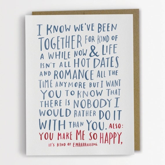 Awkward Love Card Funny Love Card Valentine Card by Emily