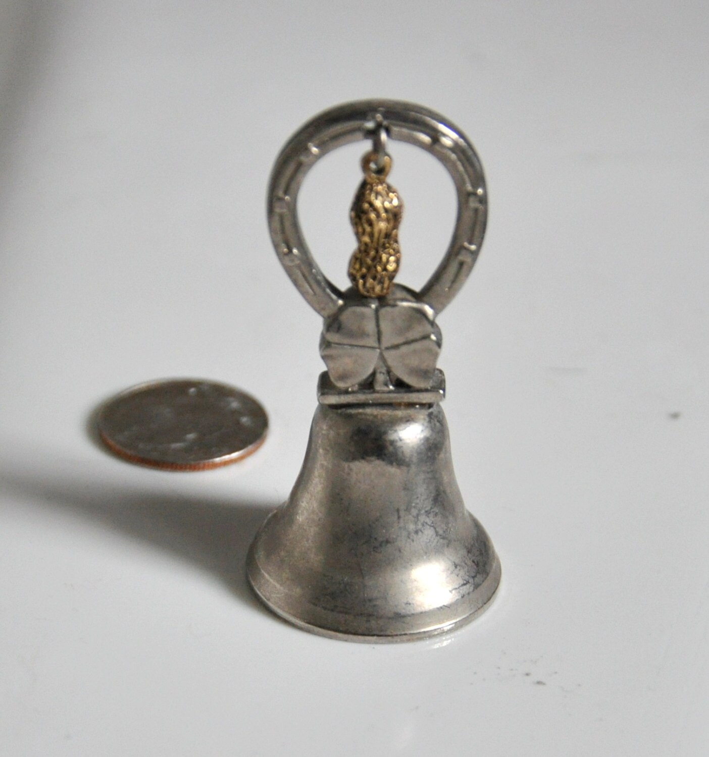 Charming Vintage Tiny Silver Bell 2 Good Luck by GloriousObsession