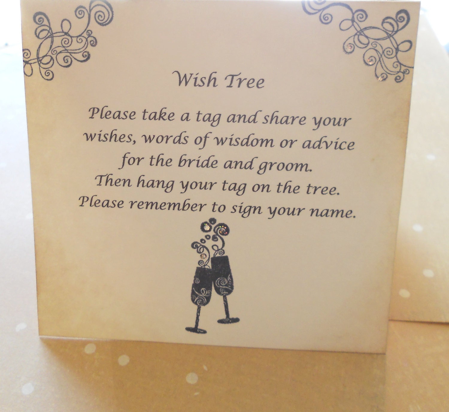 Wish card instruction sign wedding wish tree instructions