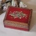Reserved -ITALIAN FLORENTINE BOX - Hand Painted Floral - Red Gold - Shabby Italy Chic