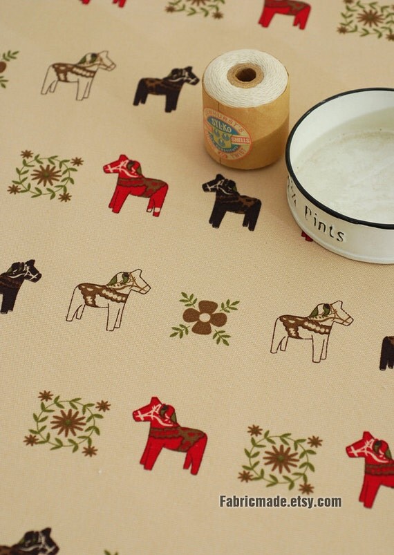Pony Canvas Cotton Fabric Kids Cute Colorful Wooden Horse