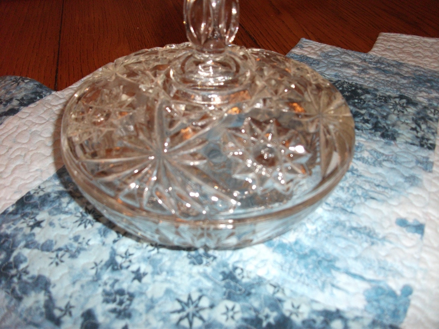 Early American Prescut (Star of David Pattern) Candy Dish with Lid