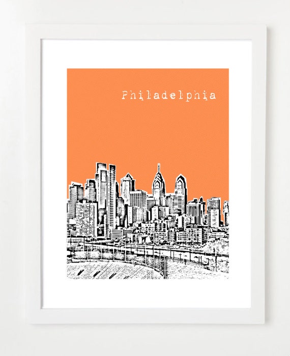 Philadelphia Skyline Poster Philadelphia Pennsylvania Print