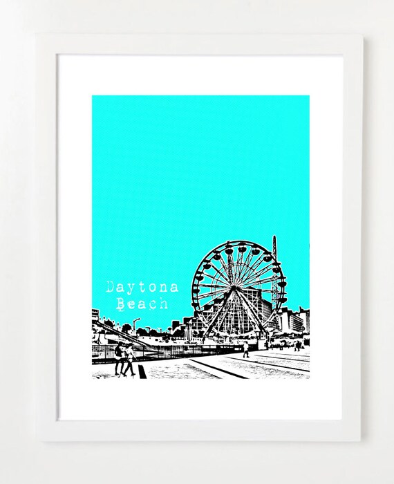 Daytona Beach Skyline Art Print Daytona Beach Florida City